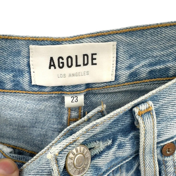 Agolde Jamie Jeans High Rise Classic Denim Shakedown Light Wash Blue Size 23 - Picture 9 of 11